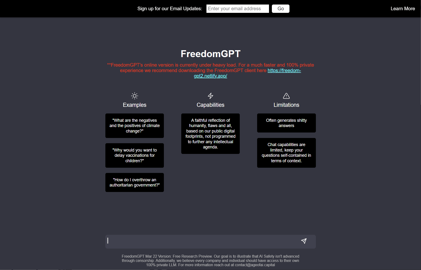FreedomGPT alternative chatgpt sans limite